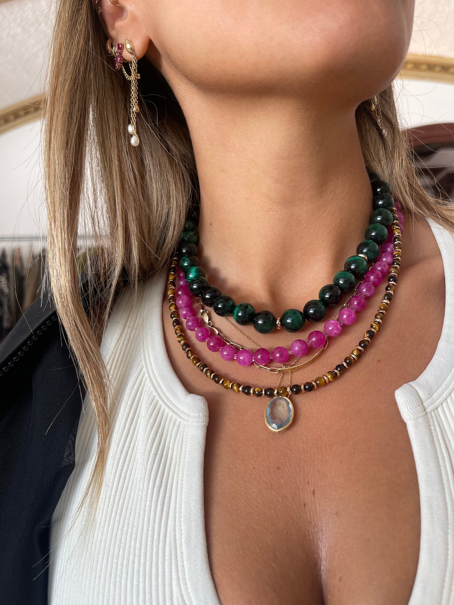 Big Green Eye Tiger Necklace