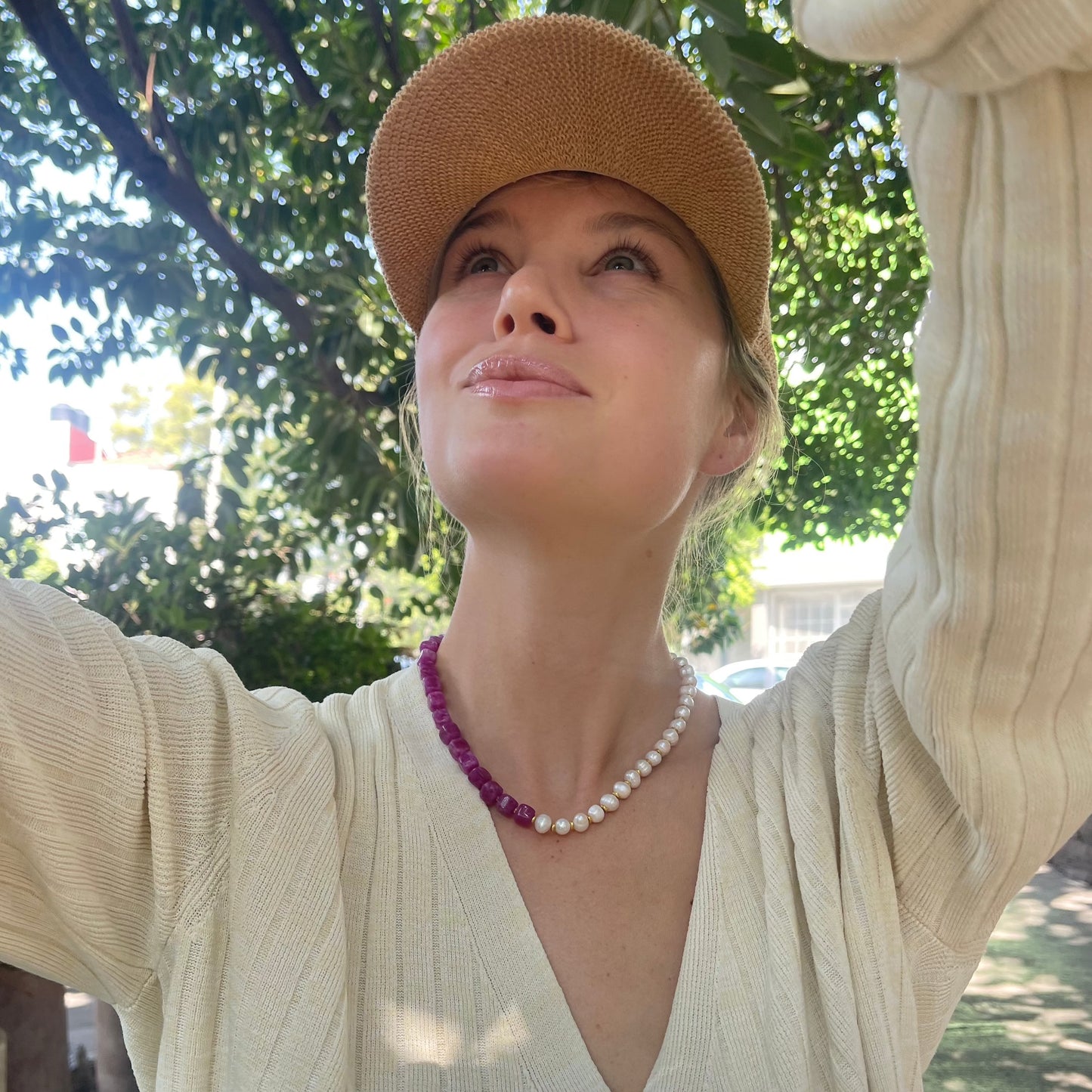 Half & Half Pink Pearl Necklace