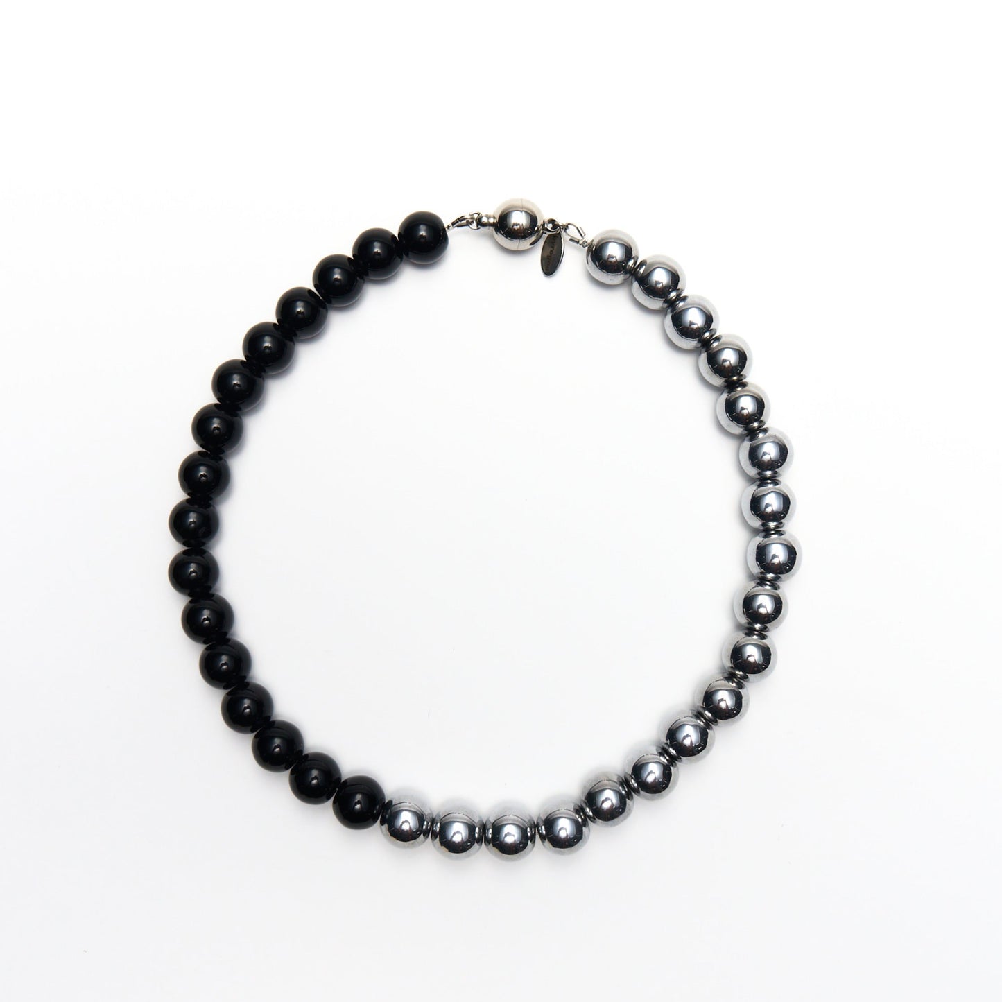 Big Half & Half Black Silver Necklace