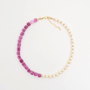 Half & Half Pink Pearl Necklace